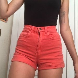 American Apparel red mom shorts